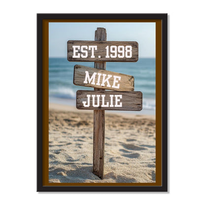 Personalized Beach Signs Photo Anniversary Gift Custom Frame Recycled