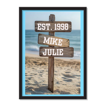 Personalized Beach Signs Photo Anniversary Gift Custom Frame Recycled