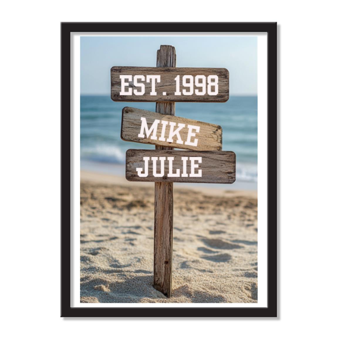 Personalized Beach Signs Photo Anniversary Gift Custom Frame Recycled