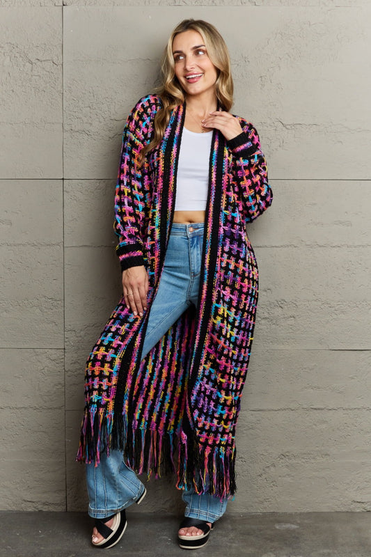 Boho Cardigan Long Multicolor Bohemian Sweater for Women