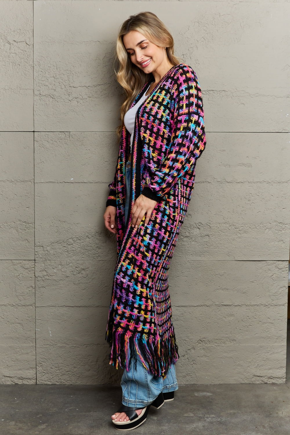 Boho Cardigan Long Multicolor Bohemian Sweater for Women
