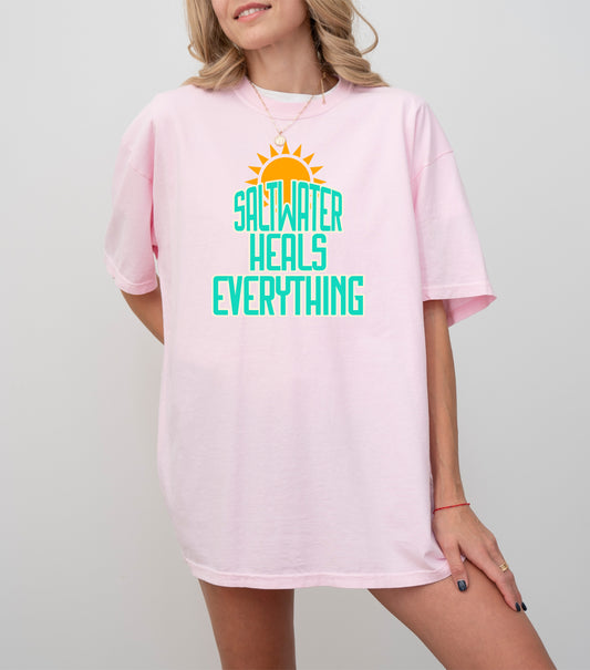 Saltwater Beach Shirt Comfort Colors, Cute Summer Shirt, Oversized Beach Tee, Swimsuit Cover Shirt Comfort Colors Summer Tshirt Vacation Tee