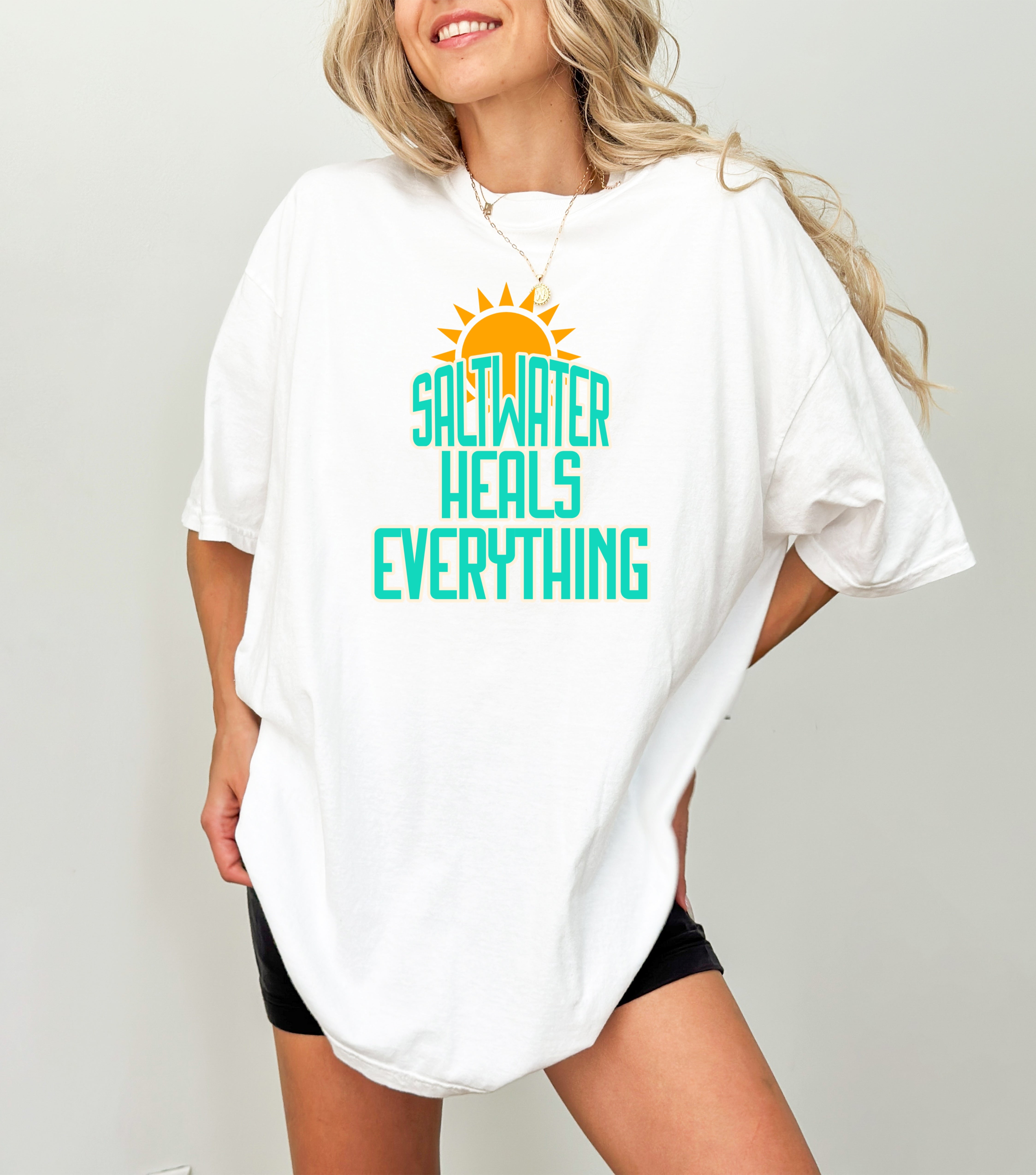 Saltwater Beach Shirt Comfort Colors, Cute Summer Shirt, Oversized Beach Tee, Swimsuit Cover Shirt Comfort Colors Summer Tshirt Vacation Tee