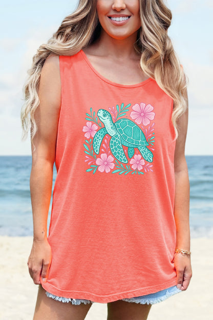 Sea Turtle Tank Top Beach Ocean Lovers Apparel, Turtle Lovers Shirt, Summer Sleeveless Shirt, Nature Lover Gift, Tropical Beachwear For Her