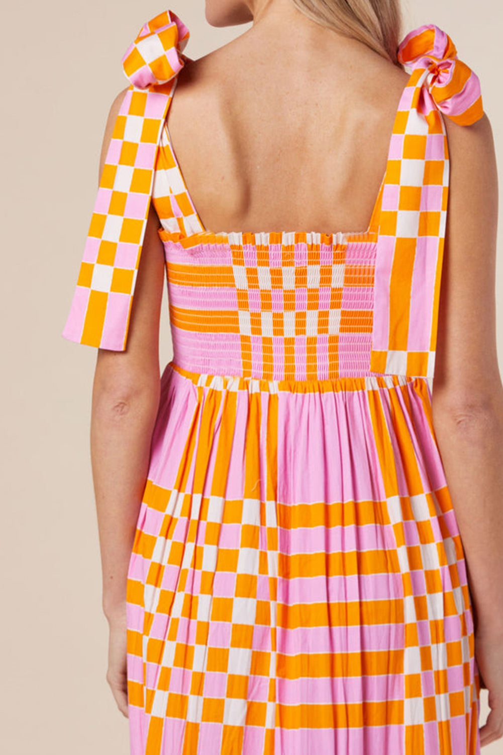 Boho Color Block Tie Shoulder Dress