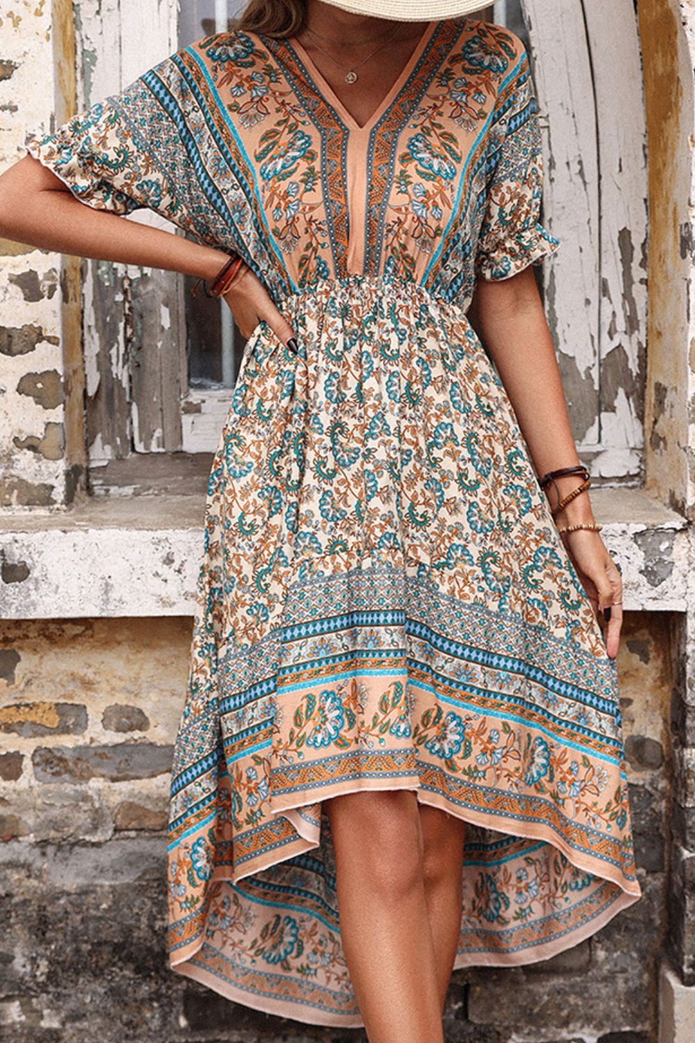 Perfee Bohemian High-Low Open Back Dress