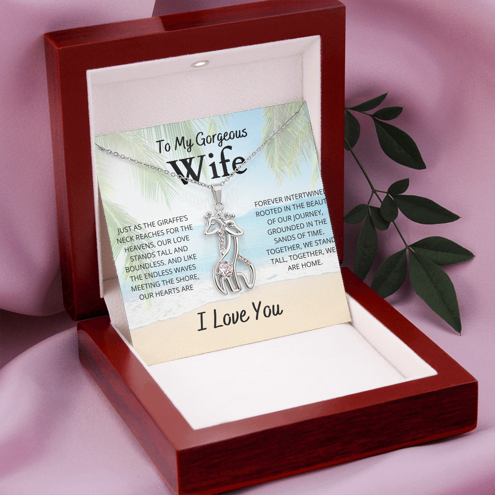 Gift To Wife Forever Intertwined Giraffe Necklace Symbol of Love & Adventure Beach-Themed Gift