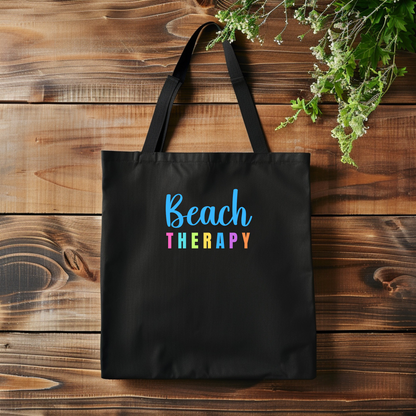 Embroidered Beach Bag Organic Cotton Beach Therapy Eco Tote Bag