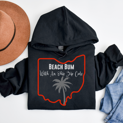 Ohio State Hoodie Beach Bum With An Ohio Zip Code, Funny Ohio Hoodie, Sweatshirt For Ohio Resident Beach Lover