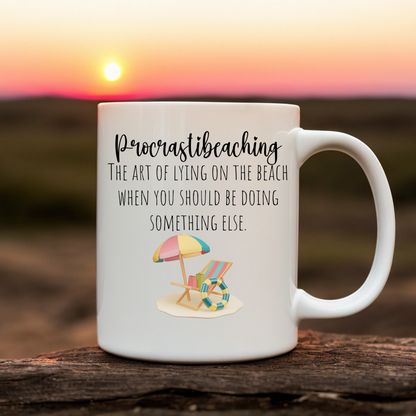 Beach Coffee Mug Procrastibeaching Lying On The Beach Morning Tea Cup