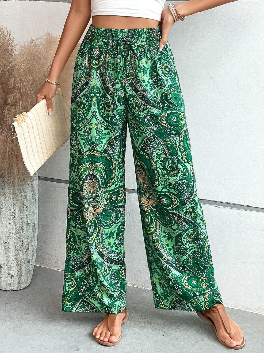 Boho Printed Wide Leg Pants