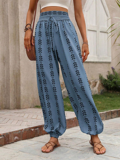 Tied Printed High Waist Pants