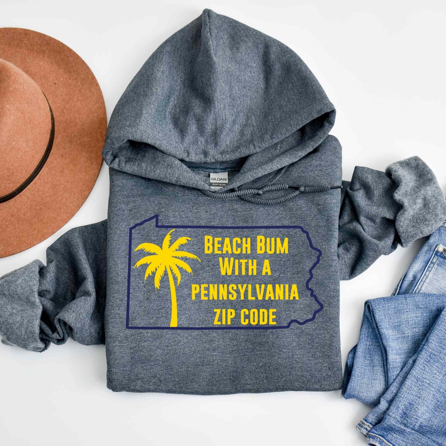 Pennsylvania State Hoodie Beach Bum With A Pennsylvania Zip Code, Funny Pennsylvania Hoodie, Sweatshirt For PA Resident Beach Lover