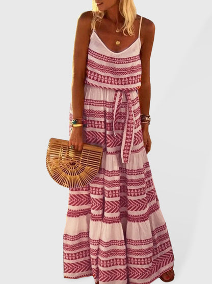 Bohemian V-neck Printed Dress Resort Wear