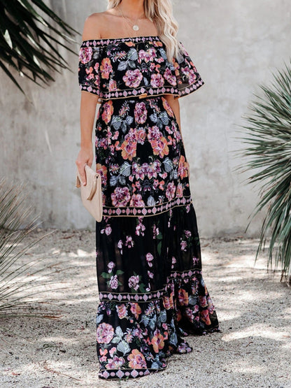 Boho Off Shoulder Maxi Dress