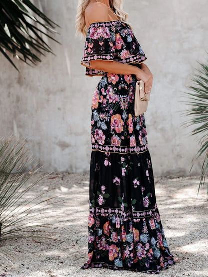 Boho Off Shoulder Maxi Dress