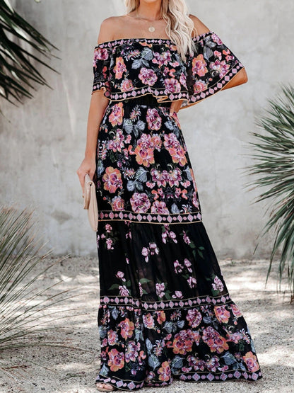 Boho Off Shoulder Maxi Dress