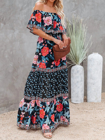 Boho Off Shoulder Maxi Dress