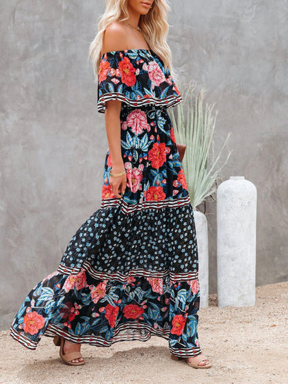 Boho Off Shoulder Maxi Dress