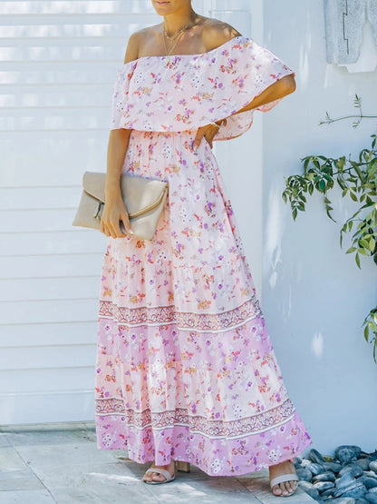 Boho Off Shoulder Maxi Dress