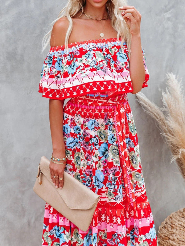 Boho Off Shoulder Maxi Dress