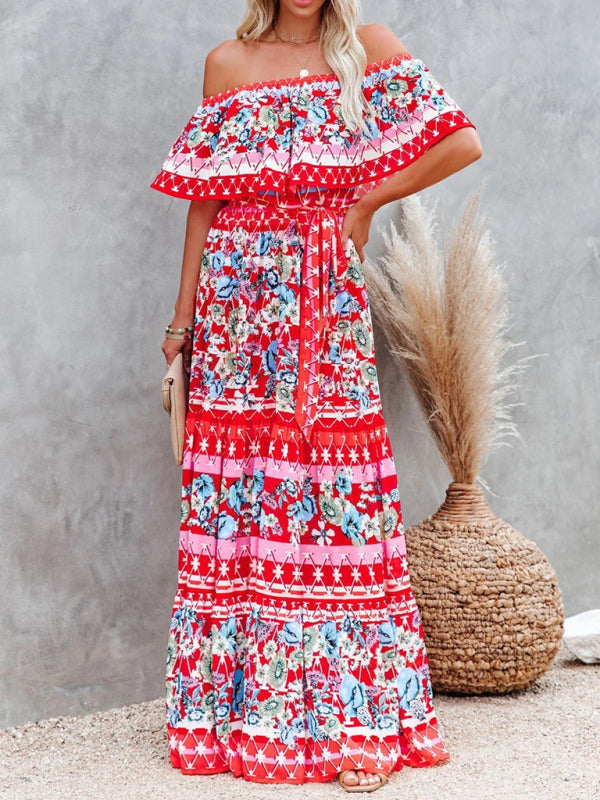 Boho Off Shoulder Maxi Dress