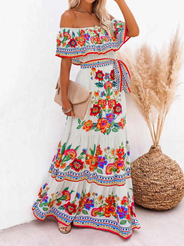 Boho Off Shoulder Maxi Dress