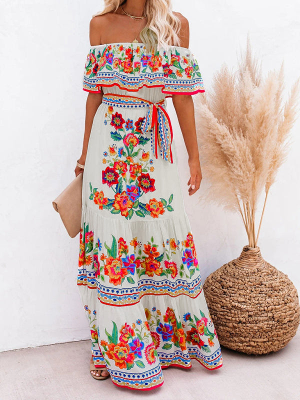 Boho Off Shoulder Maxi Dress