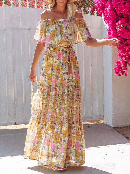 Boho Off Shoulder Maxi Dress