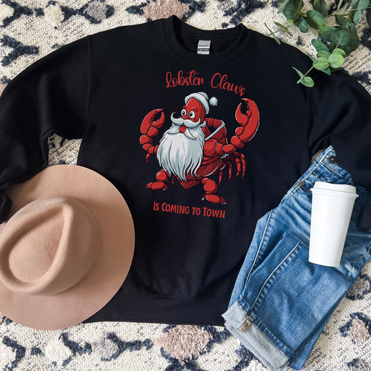 Lobster Christmas Sweatshirt, Holiday Ugly Sweater, Funny Beach Shirt, Festive Crewneck Sweat Shirt For Holiday Parties For Him And Her