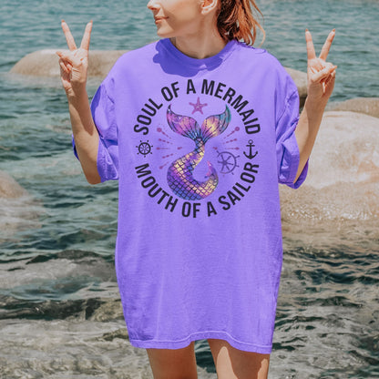 Mermaid Lovers TShirt Soul Of A Mermaid Mouth Of A Sailor Tee