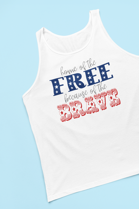Patriotic Tank Top For Women Home Of The Free Because Of The Brave Red White Blue