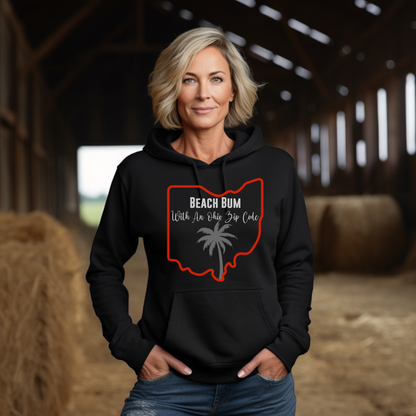 Ohio State Hoodie Beach Bum With An Ohio Zip Code, Funny Ohio Hoodie, Sweatshirt For Ohio Resident Beach Lover