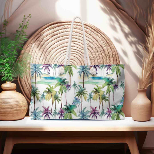 Weekender XL Tote Bag Watercolor Palm Trees Beach Tote