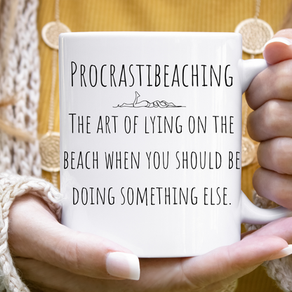 Funny Coffee Mug Beach Lovers Procrastibeaching Art Of Lying On The Beach Tea Cup Coastal Gift