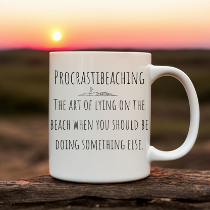 Funny Coffee Mug Beach Lovers Procrastibeaching Art Of Lying On The Beach Tea Cup Coastal Gift