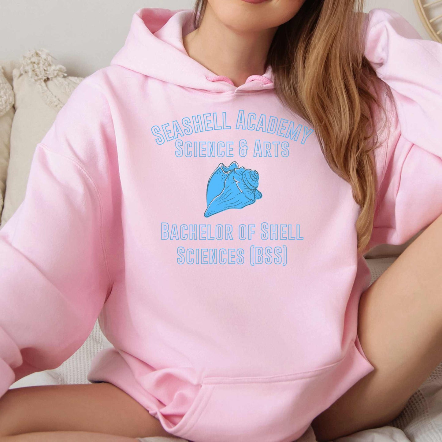 Seashell Academy Hoodie Embroidered BSS (Bachelor of Shell Sciences) | Seashell Collectors Gift | Coastal Science & Arts Sweatshir