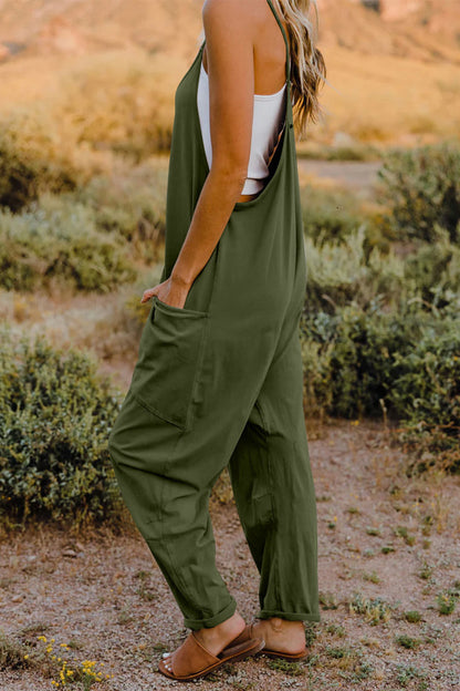 Hippie V-Neck Sleeveless Jumpsuit with Pocket