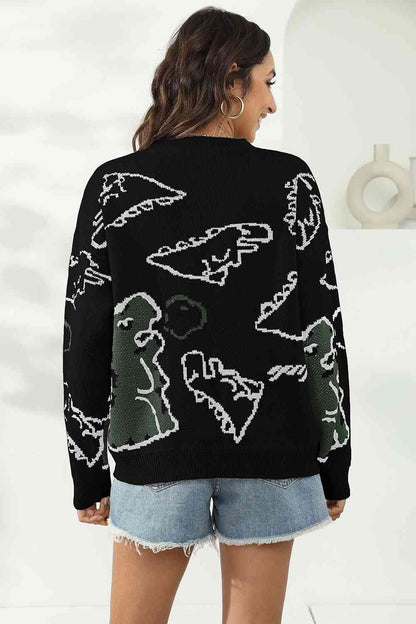 Dinosaur Print Pullover Sweater