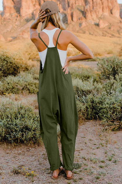 Hippie V-Neck Sleeveless Jumpsuit with Pocket