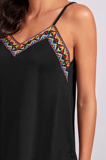 Hippie Ethic Tank Top Geometric V-Neck Spaghetti Strap Cami