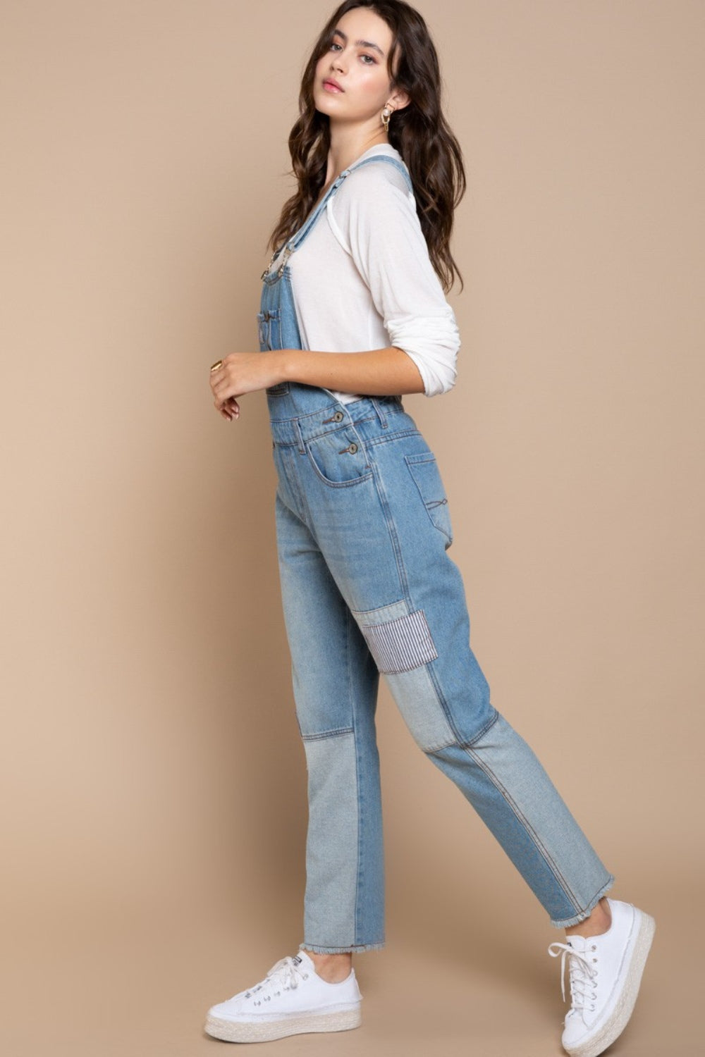 Boho Denim Jumpsuit Front Chest Zipper Slim Leg Denim Overalls