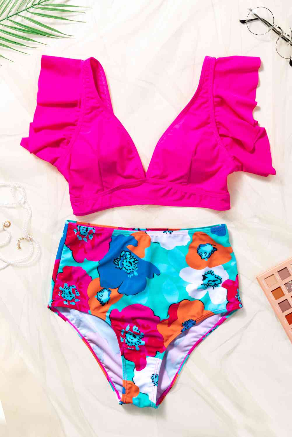 Cropped Swim Top and Floral Bottoms Set