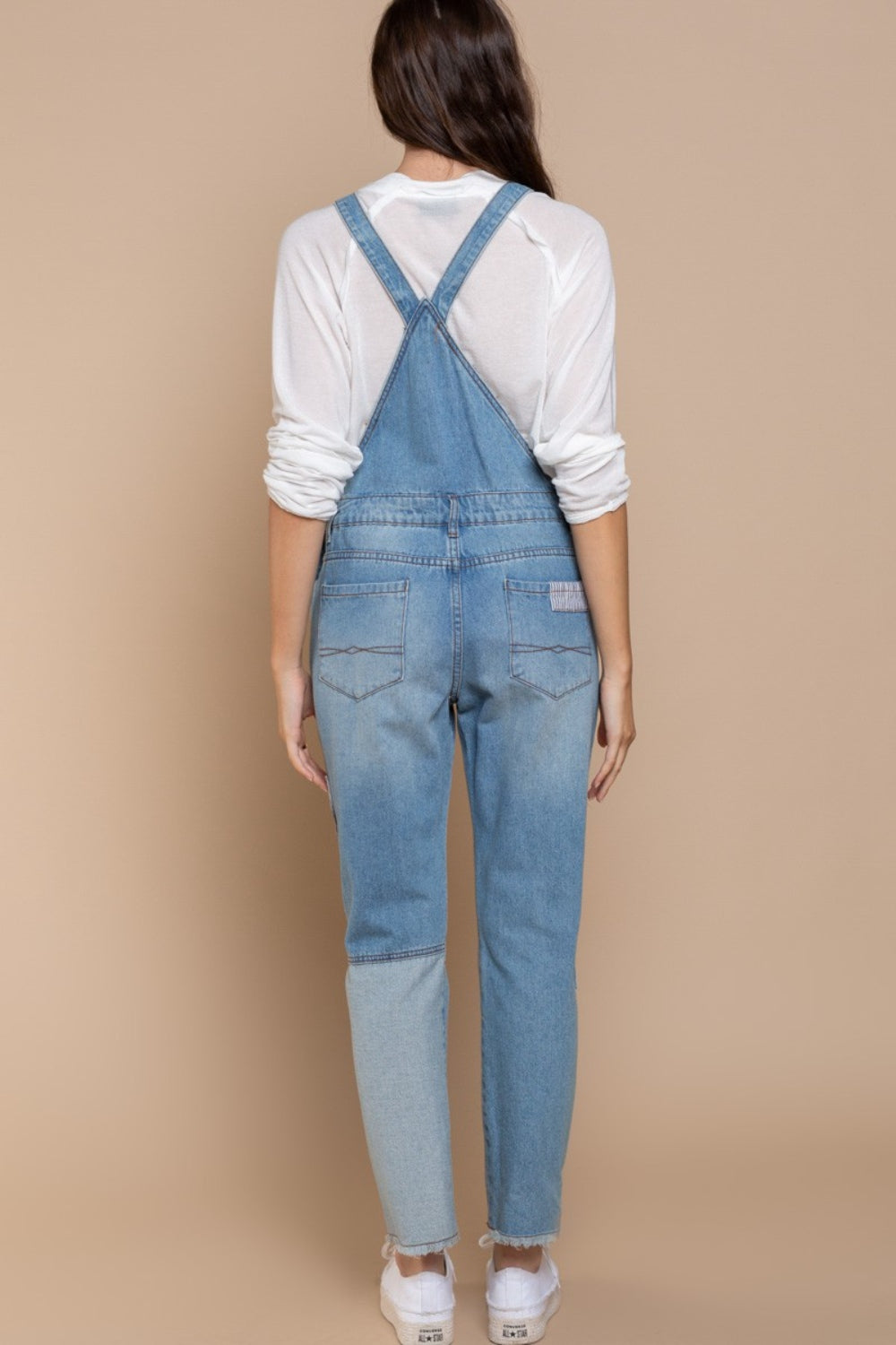 Boho Denim Jumpsuit Front Chest Zipper Slim Leg Denim Overalls